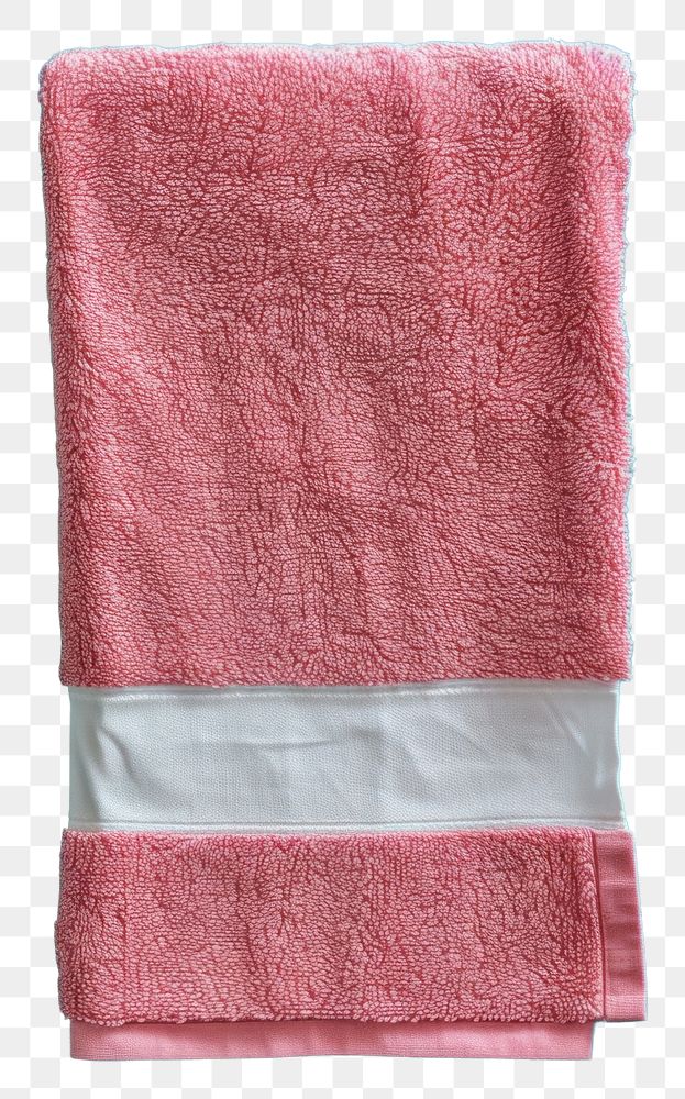 PNG Empty white cotton long rectangle label vertical sewn on the end of flatten pink towel hygiene textile blue.