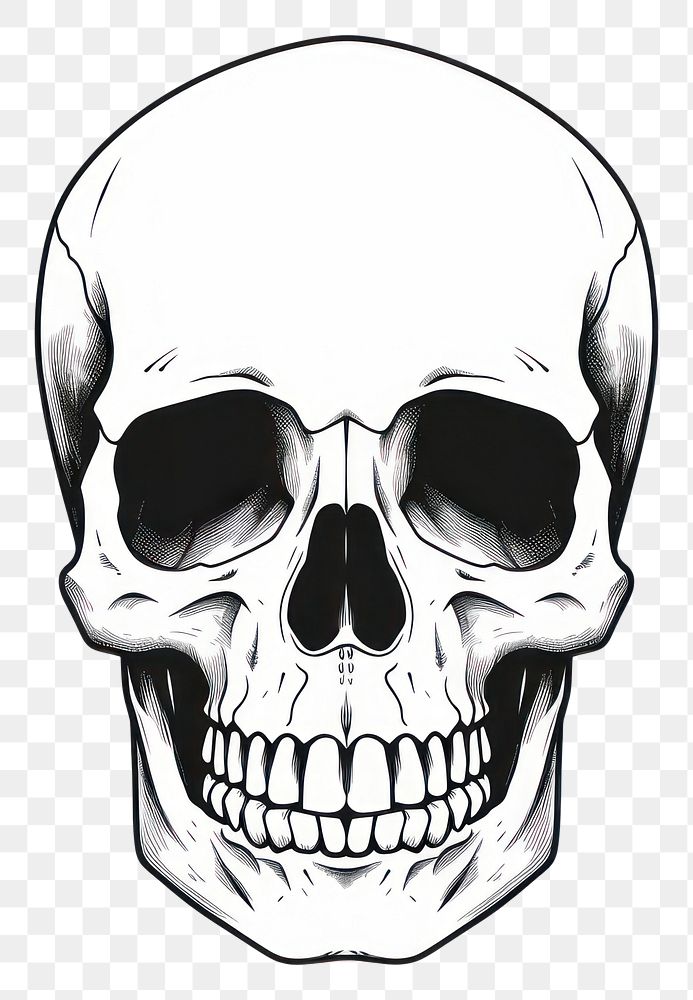 PNG Skull sketch drawing illustrated.