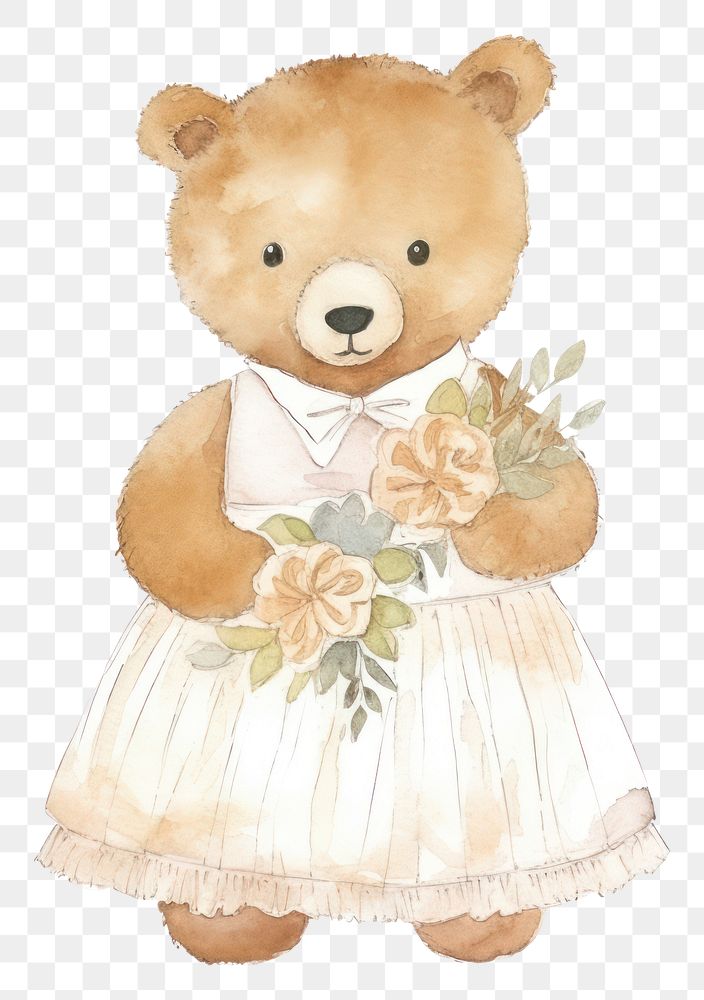 PNG  Teddy bear wedding cute toy.