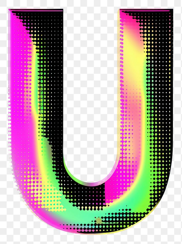 PNG Gradient blurry letter U purple shape font.