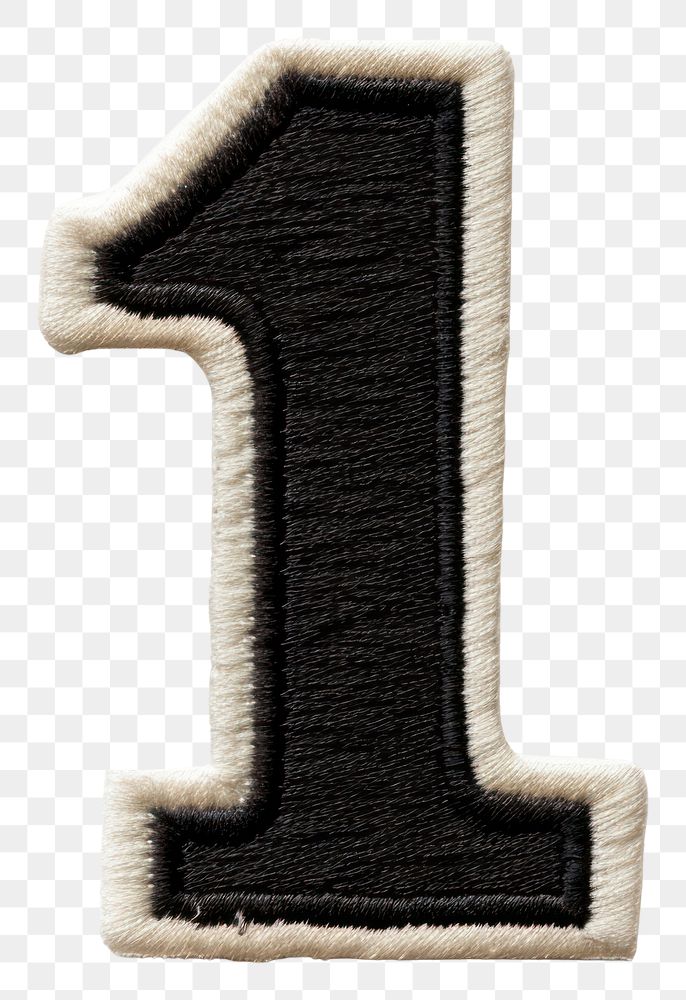 PNG Patch letter number 1 black white white background.