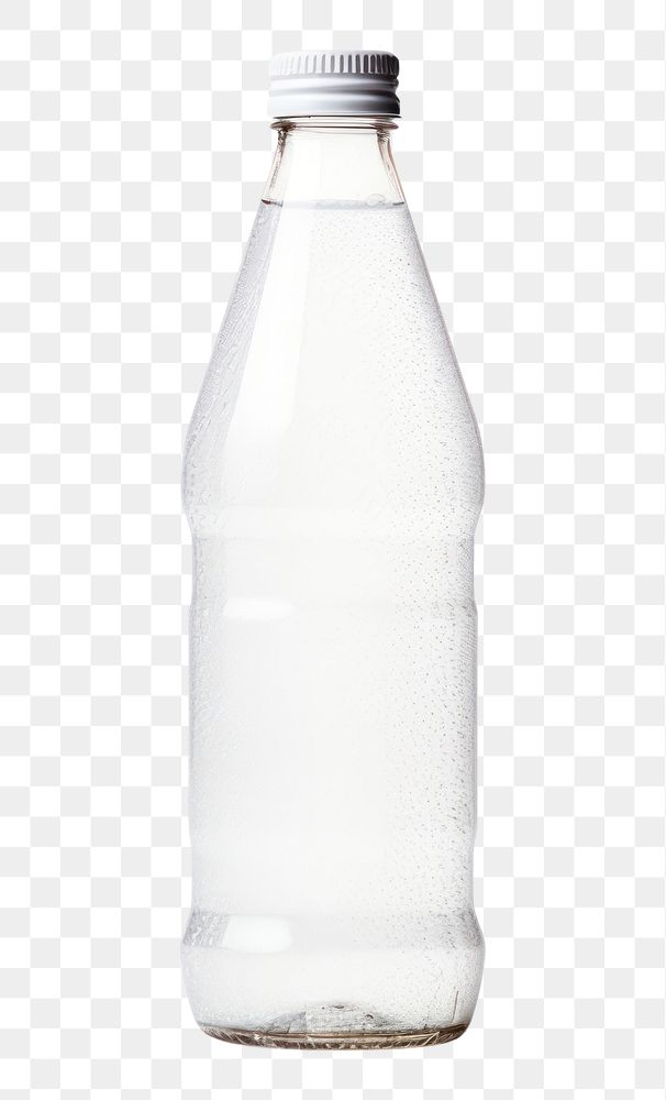 PNG White soda bottle glass drink white background.