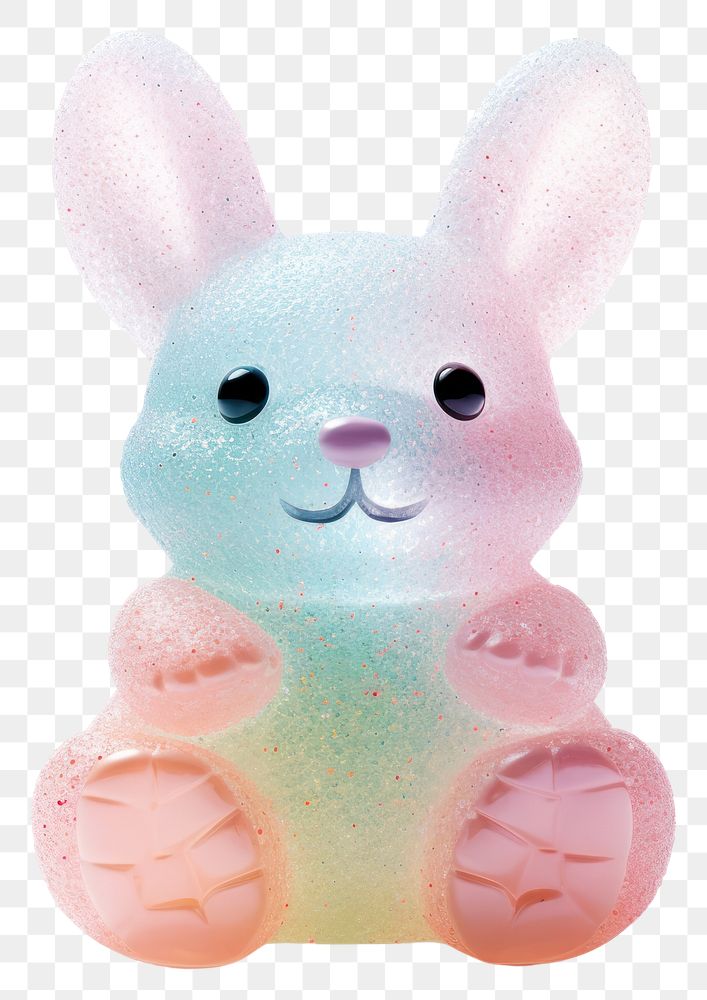 PNG 3d jelly glitter bunny figurine cute toy.