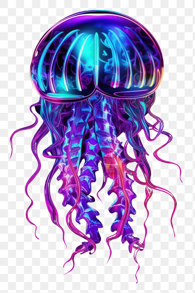 PNG Neon jellyfish animal purple invertebrate.