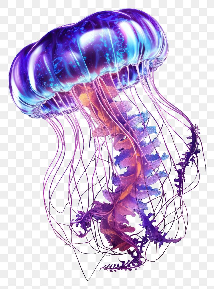 PNG Neon jellyfish animal invertebrate translucent.