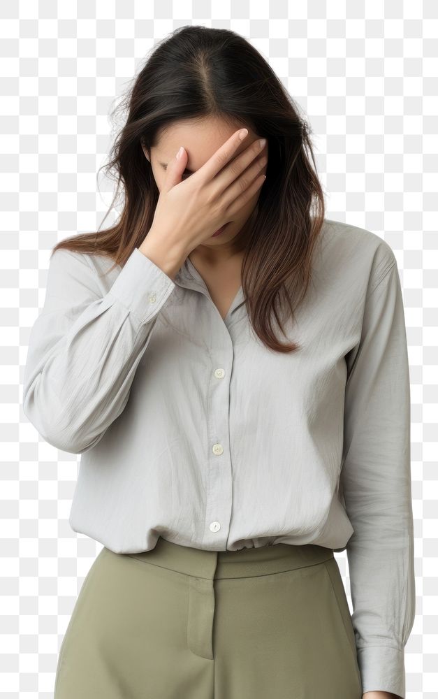 PNG Woman doing facepalm anxiety blouse adult