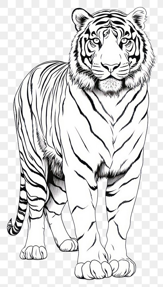 PNG Tiger standing sketch drawing animal.
