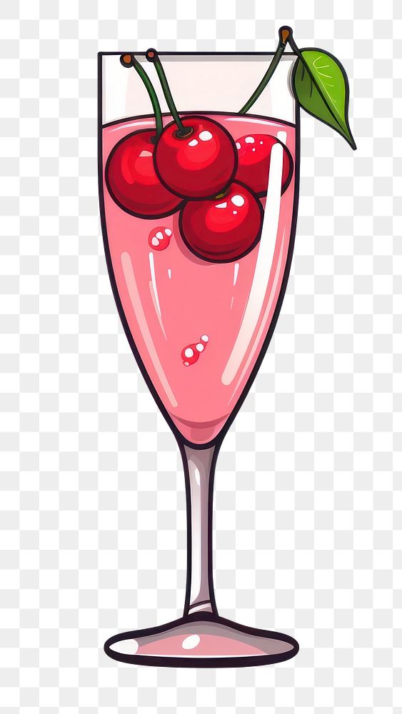 PNG Cherry champagne cocktail cartoon drink.