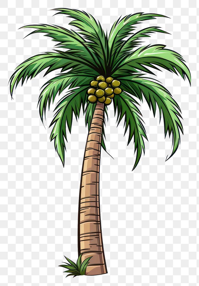 PNG Palm tree cartoon plant fruit.