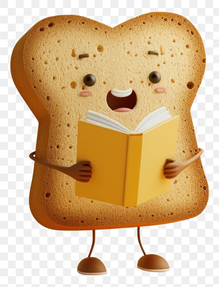 PNG Cute bread character cartoon food book.