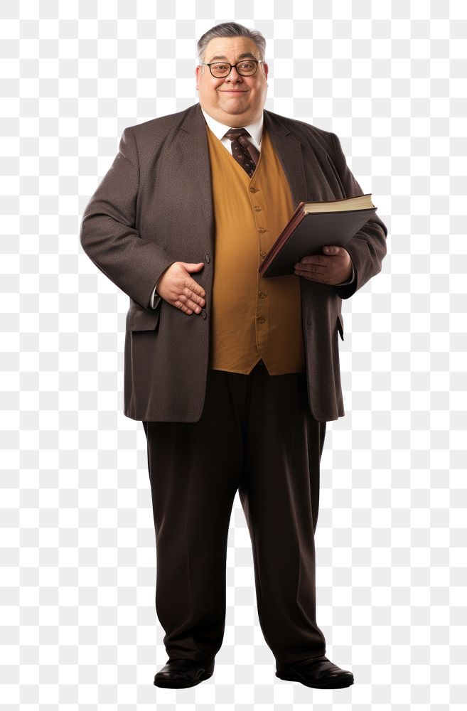 PNG Fat teacher portrait standing reading.