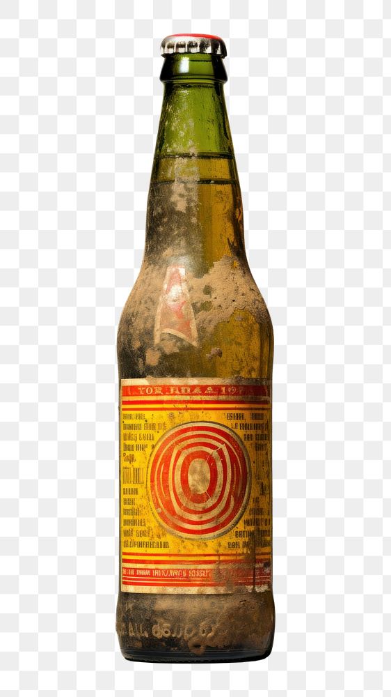 PNG Beer bottle yellow drink lager.