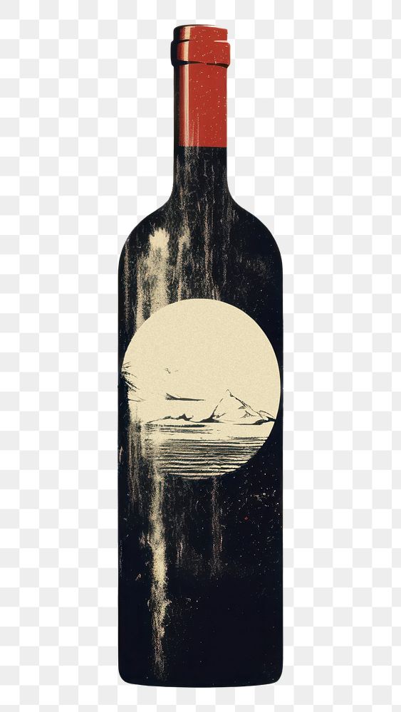 PNG Silkscreen illustration of a Wine bottle wine drink wine bottle.