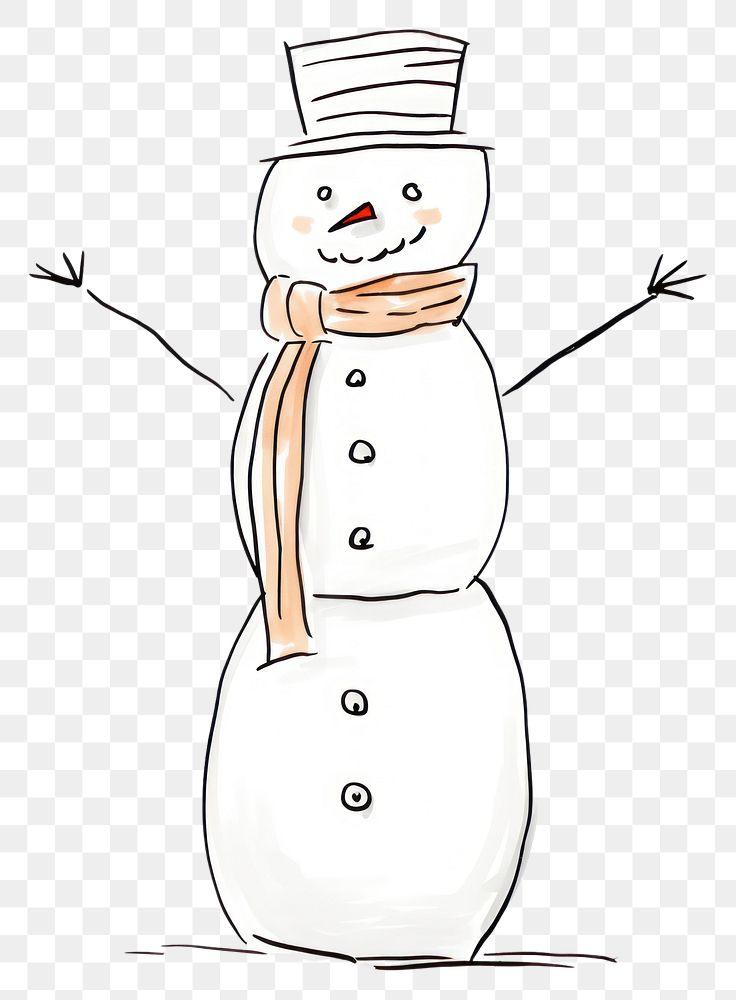 PNG A snowman sketch doodle winter.