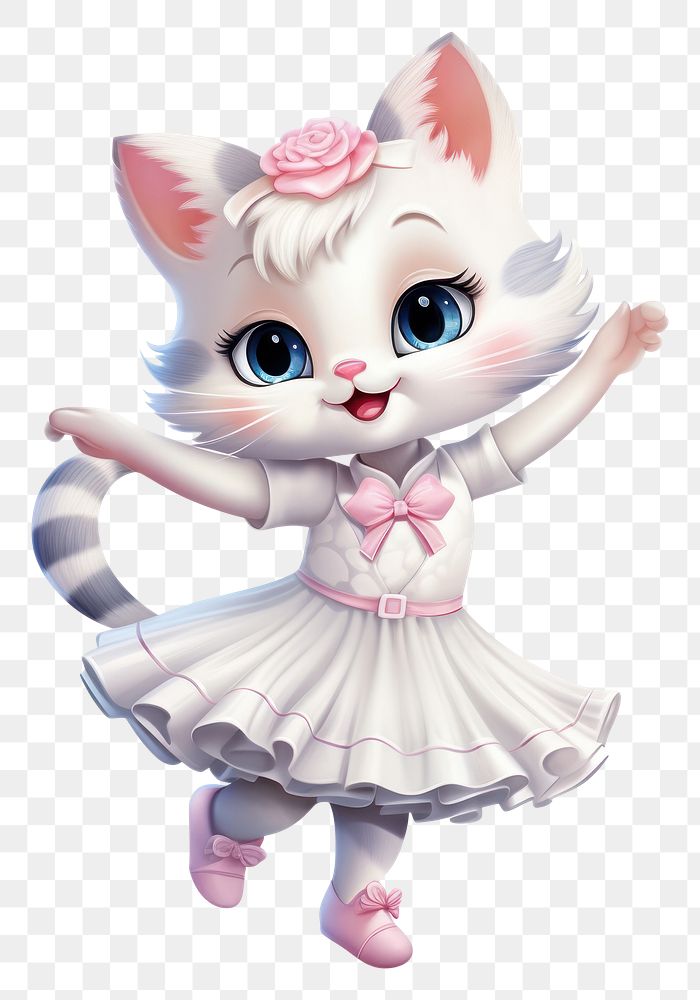 PNG Cat character ballet dance cartoon animal cute.