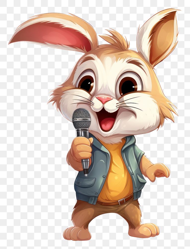 PNG Rabbit character sing a song cartoon animal comics.