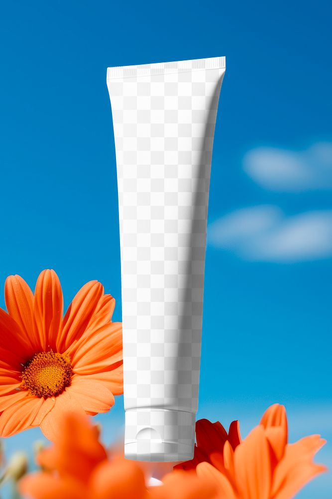Sunscreen tube png mockup, transparent design