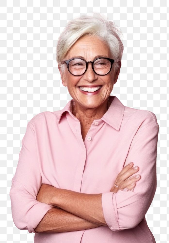 PNG Happy old woman glasses adult smile.