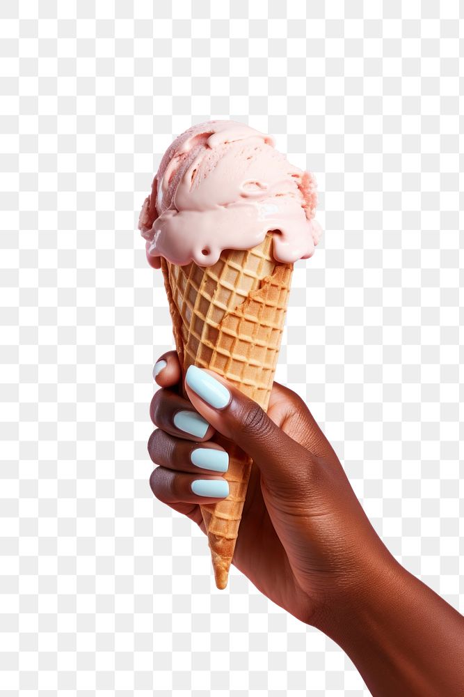 PNG Hand holding ice cream cone dessert food chocolate.