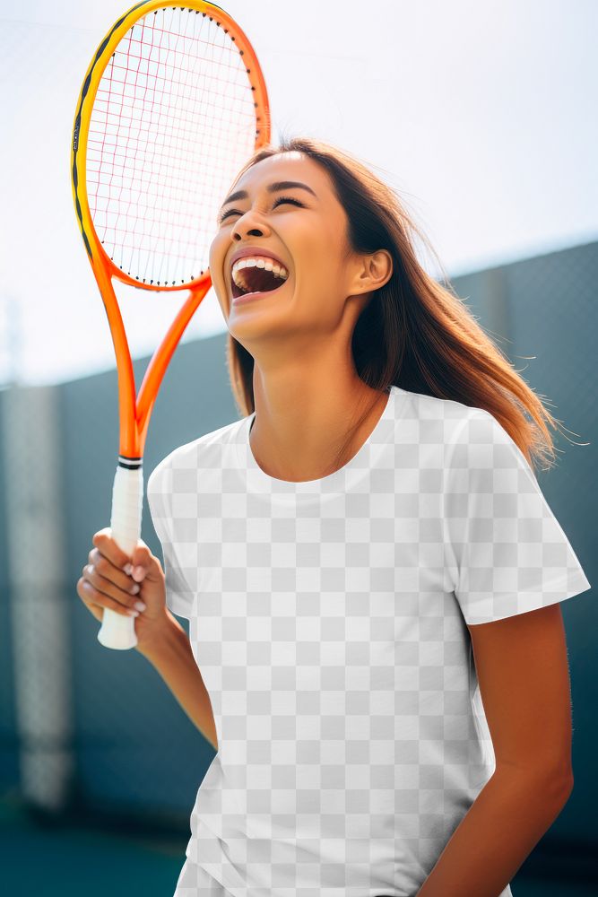 Women's sportive t-shirt png mockup, transparent design