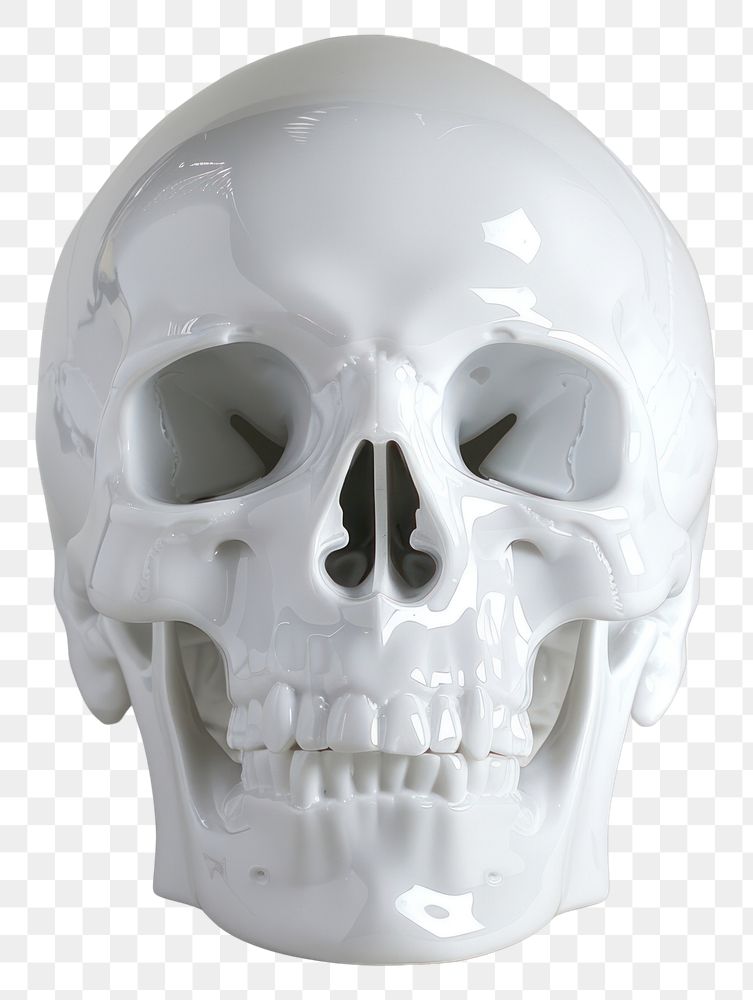 PNG Funny plastic skull sculpture porcelain clothing.