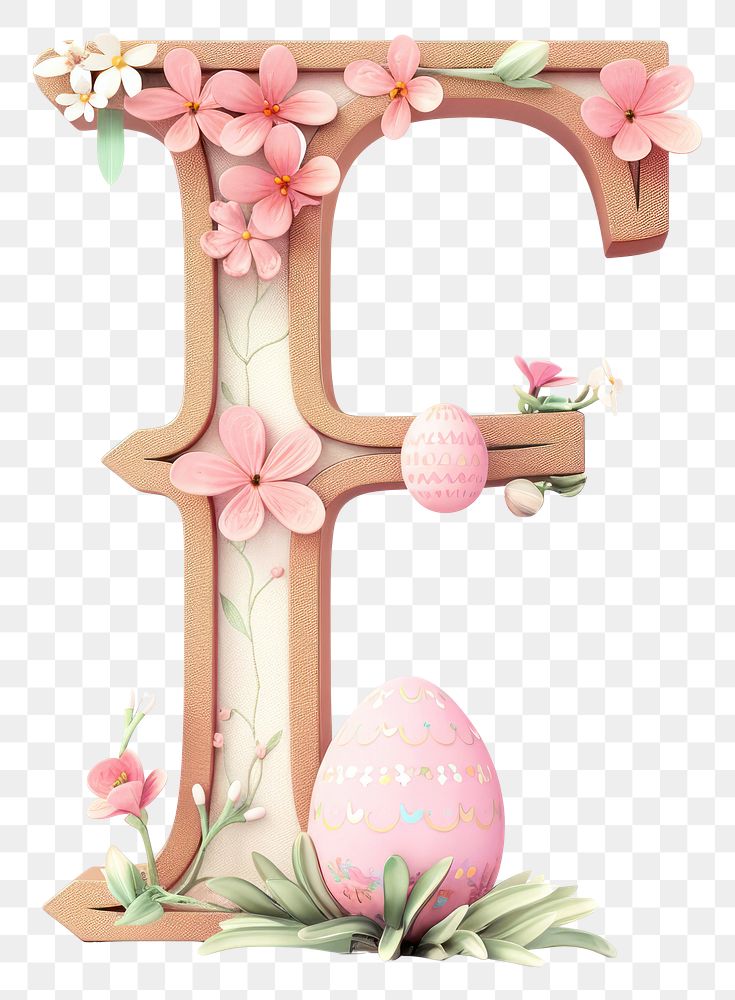 PNG Easter letter F alphabet easter bird.