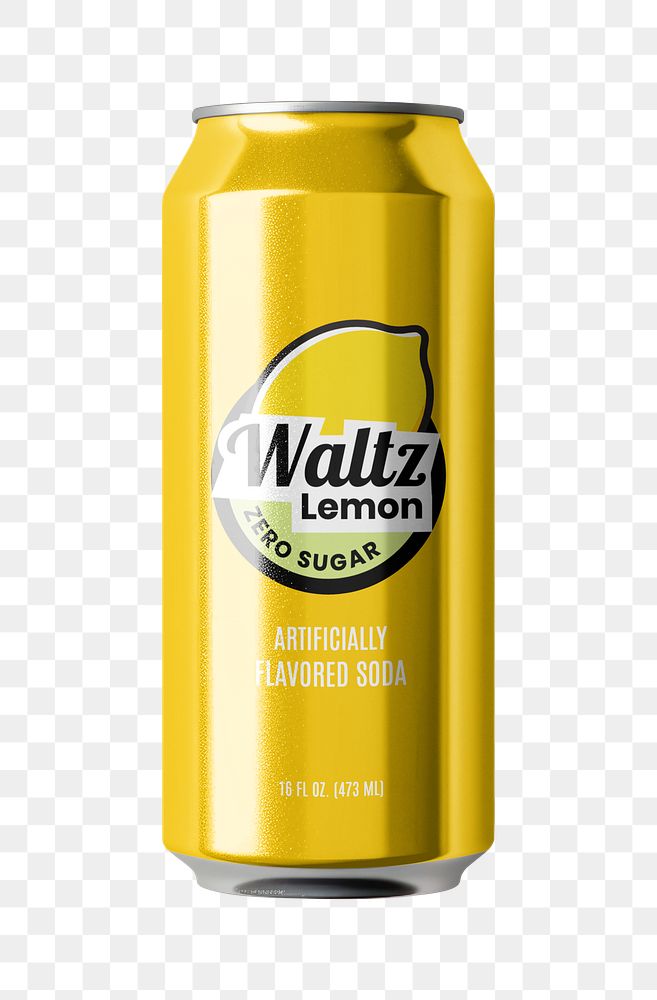 PNG lemon soda can, transparent background