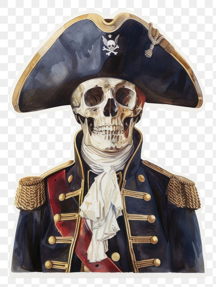 PNG Pirate sticker skull representation disguise wildlife.