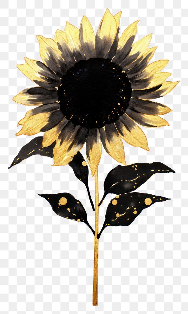 PNG Black color sunflower plant white background inflorescence.