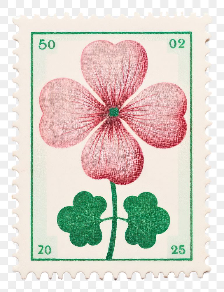PNG  Clover with Risograph style flower petal pink.