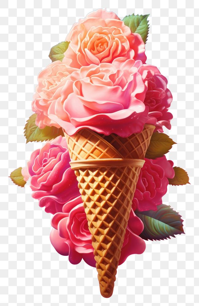 PNG Flower ice cream cone dessert plant food.