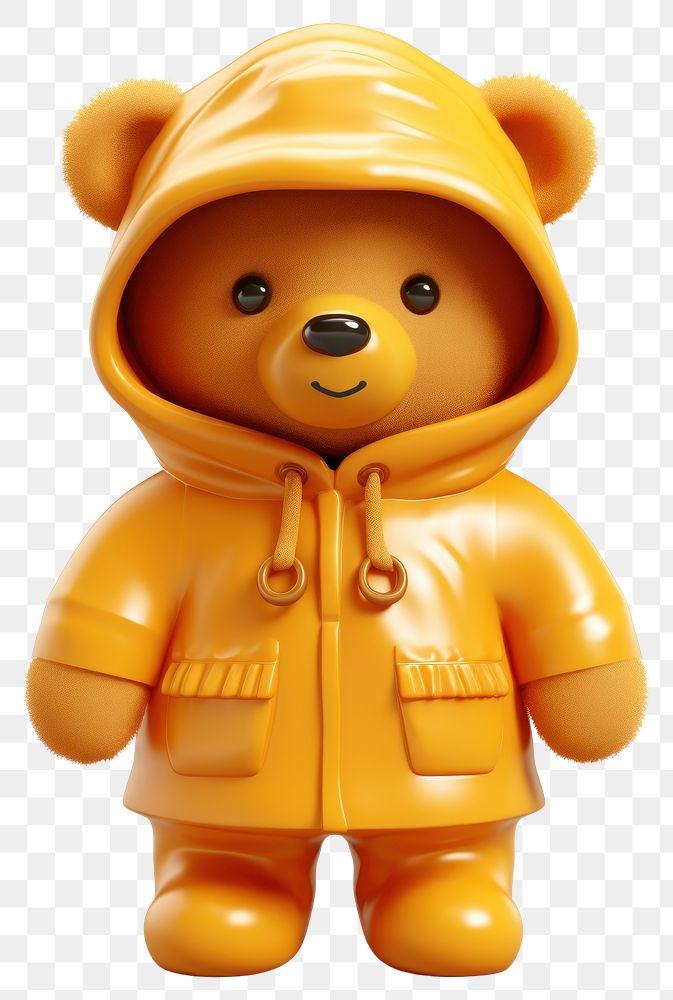 PNG Teddy bear raincoat cartoon toy.