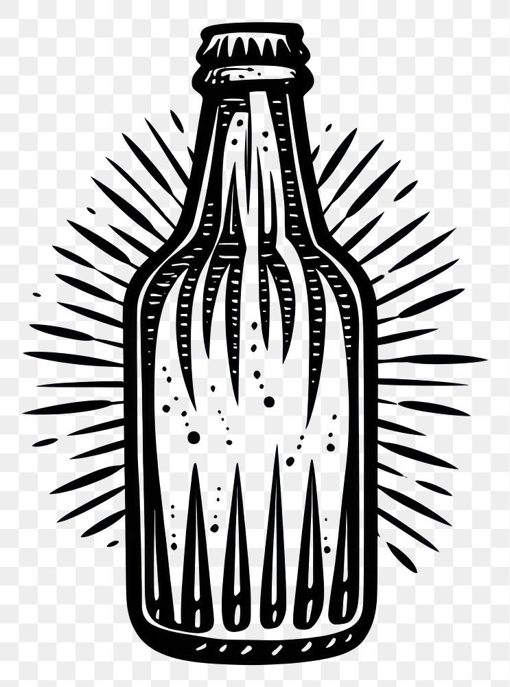 PNG A cage of beer in oldschool handpoke tattoo style bottle drink white background.