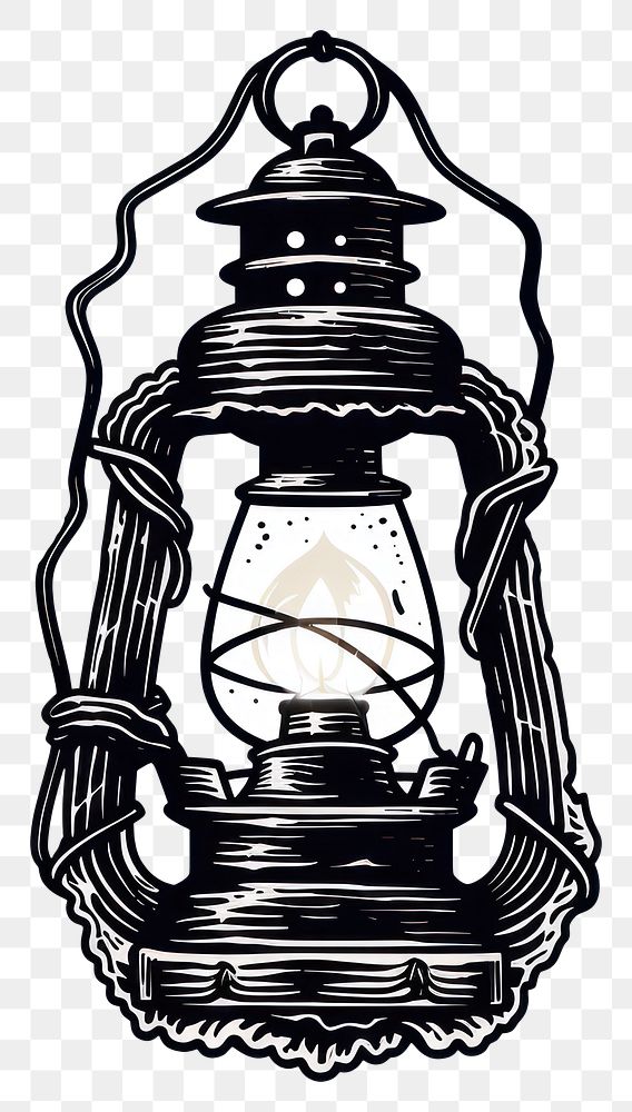 PNG A lantern oldschool handpoke tattoo style lamp illuminated electricity.