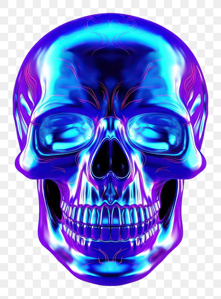 PNG Skull purple light illuminated.