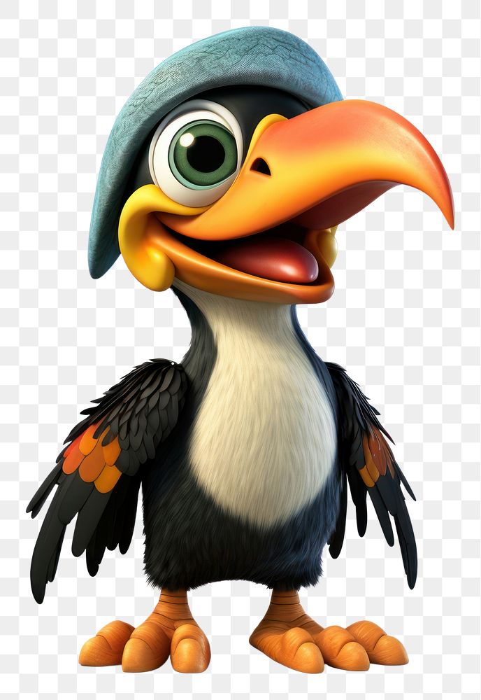 PNG Cartoon hornbill character animal toucan bird.