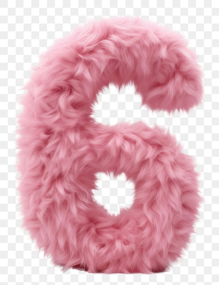 PNG  Fur letter 6 pink white background accessories.