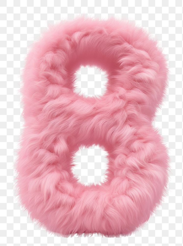 PNG  Fur letter 8 pink white background softness.
