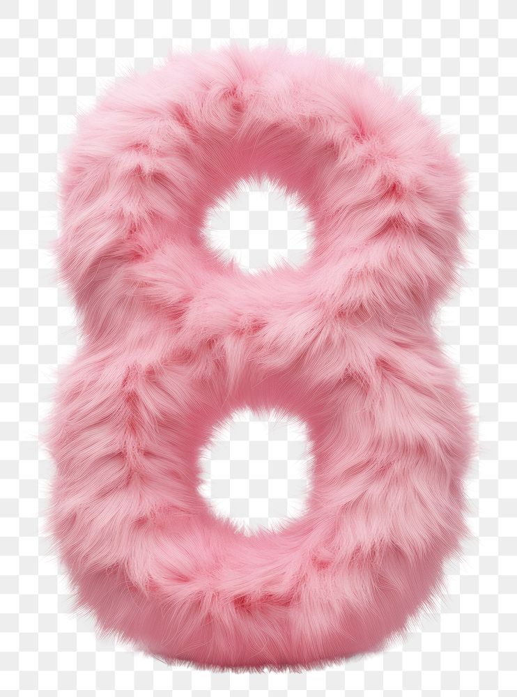 PNG  Fur letter 8 pink white background accessories.