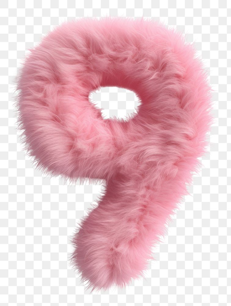PNG  Fur letter 9 pink white background accessories.