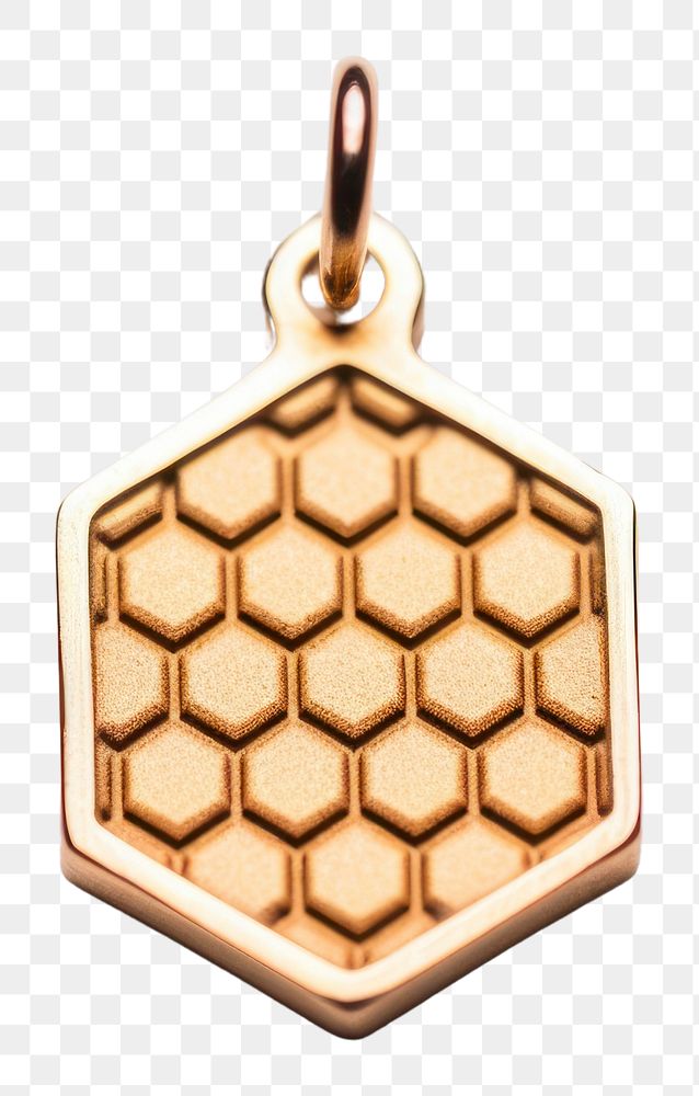 PNG Gold honeycomb charm pendant jewelry locket.