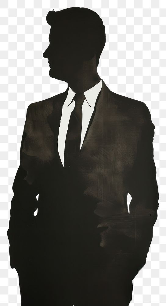 PNG  Silkscreen on paper of a businessman silhouette adult black.