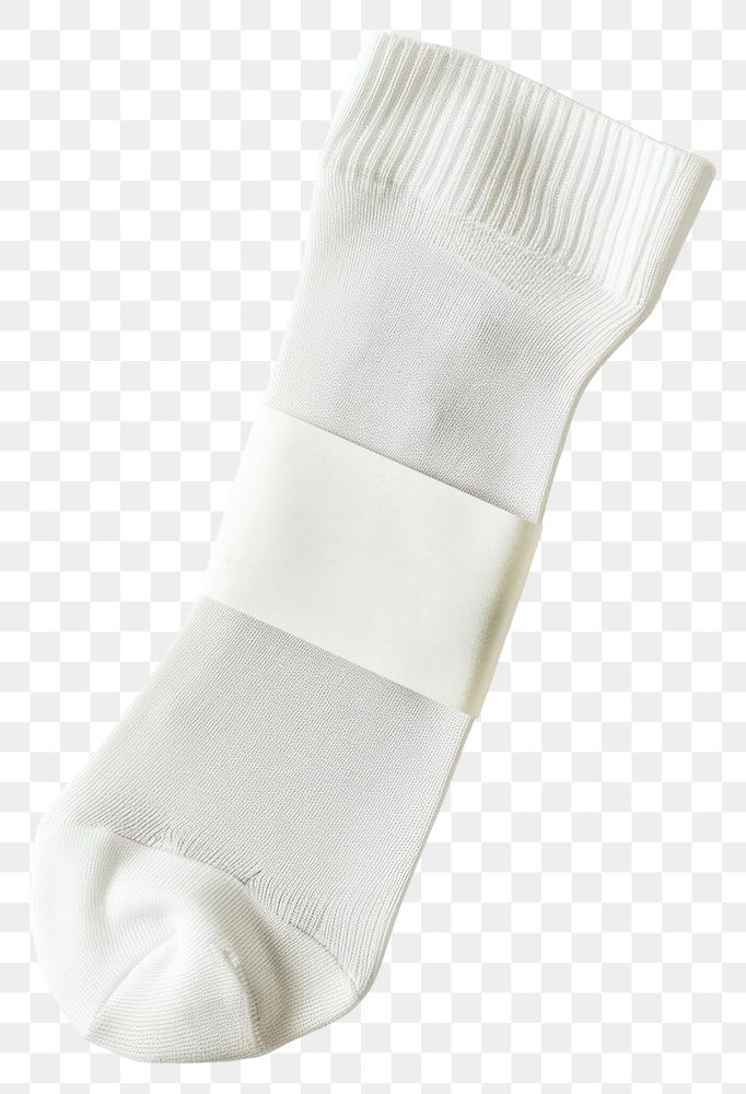 PNG White sock is foldaway with white empty wrap label mockup clothing weaponry bandage.