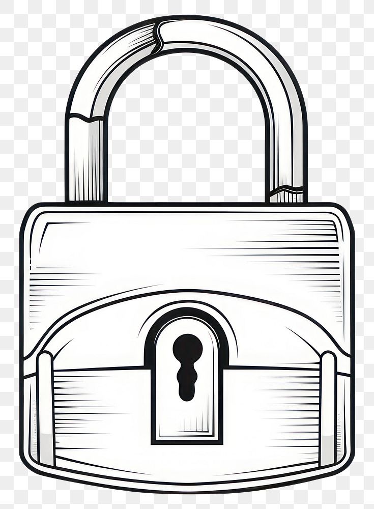 PNG Lock sketch protection monochrome.