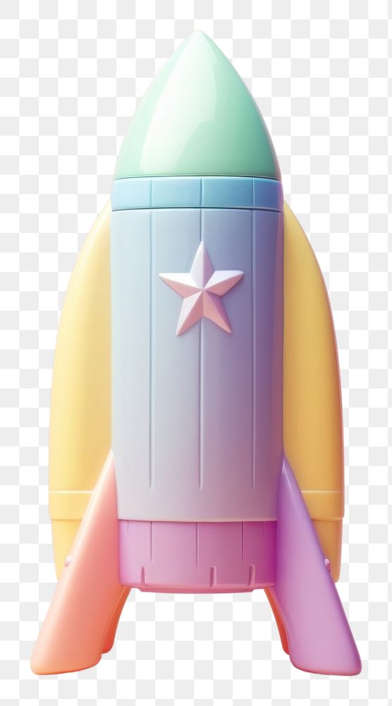 PNG Rainbow color rocket toy spaceplane cosmetics.