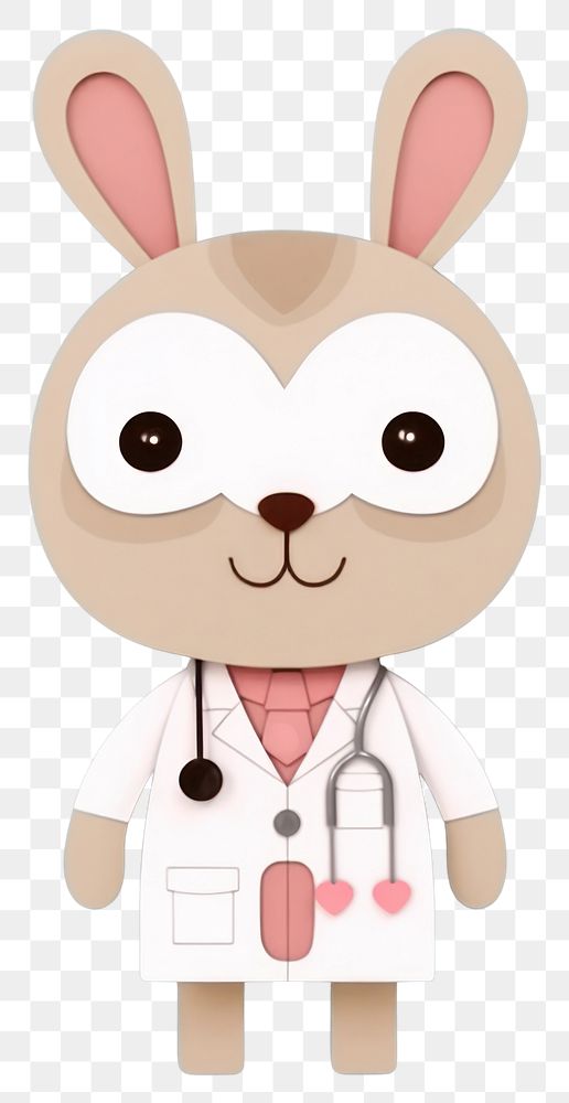 PNG Rabbit doctor plush cute toy.