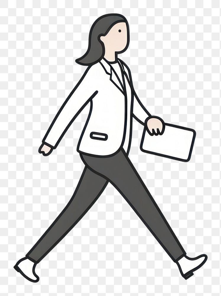 PNG Business woman walking drawing cartoon line.
