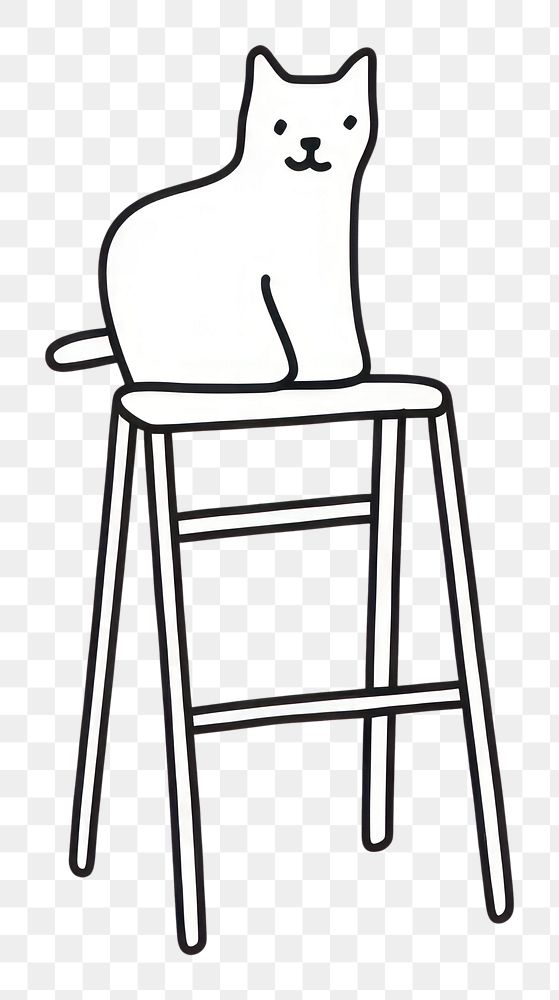 PNG Cat sit on a chair drawing furniture cartoon.