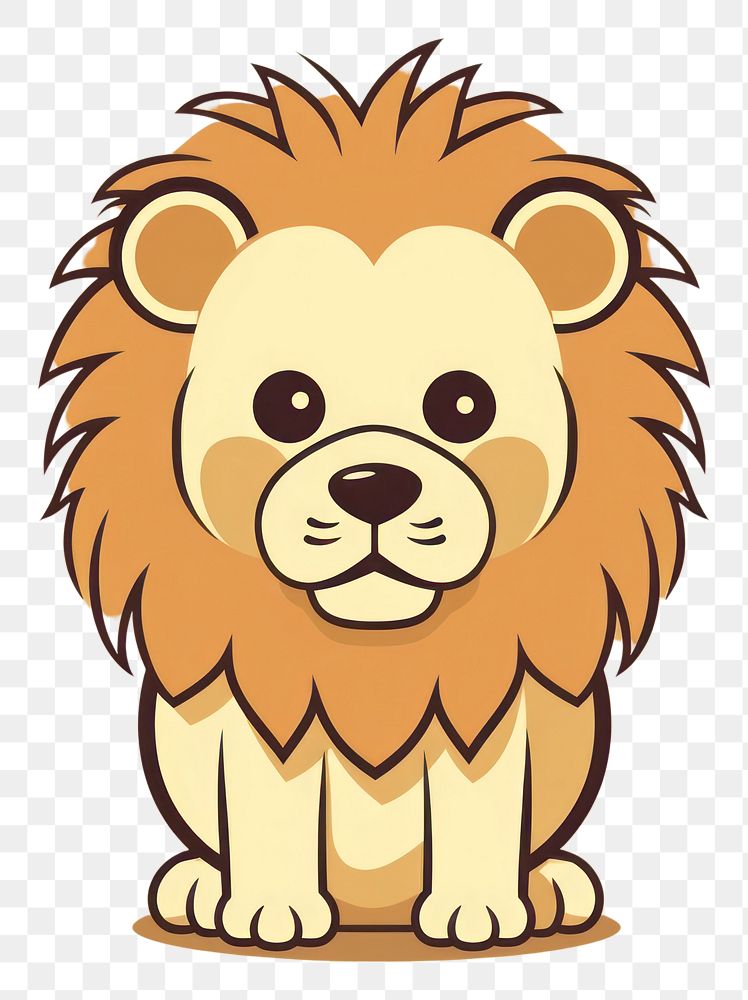 PNG Lion sticker cartoon mammal animal.