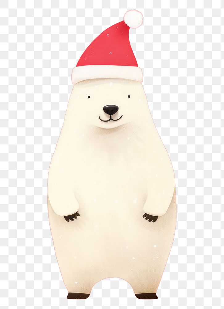 PNG  Happy polar bear celebrating Christmas wearing Santa hat christmas snowman anthropomorphic.